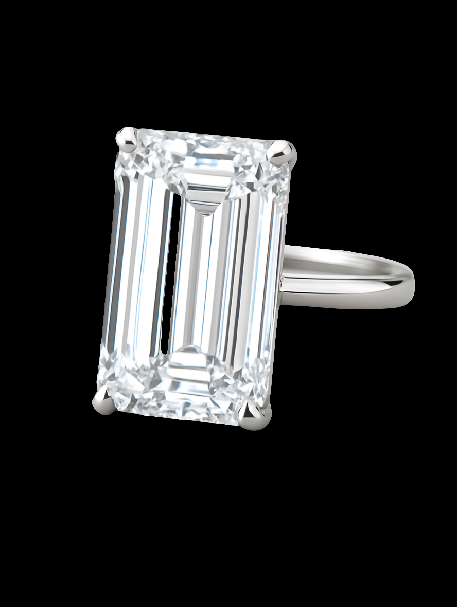 5.00 Carat Lab Grown Emerald Cut Solitaire Diamond Ring – G–H Color, VS Clarity, IGI Certified