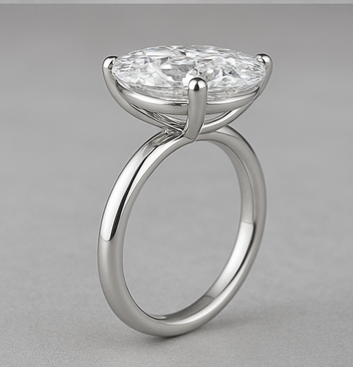 5.00 Carat Oval Lab-Grown Diamond Solitaire Ring: