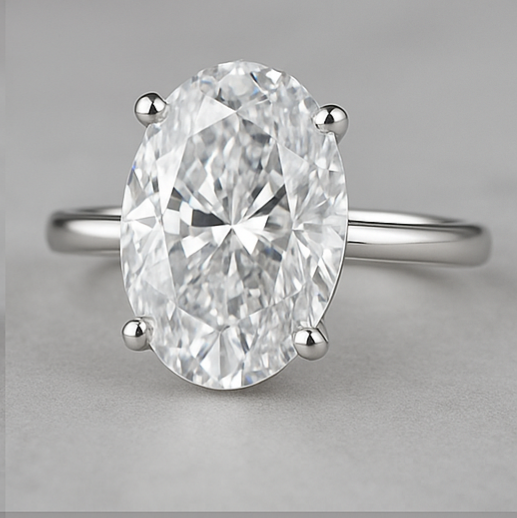 5.00 Carat Oval Lab-Grown Diamond Solitaire Ring:
