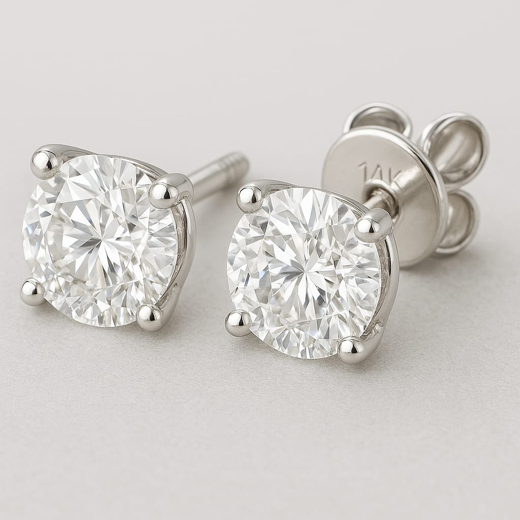 1.00 Carat Natural Diamond Stud Earrings