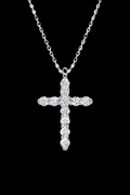 14K White Gold 1.16 CTW Lab Grown Diamond Cross Pendant with Adjustable Chain