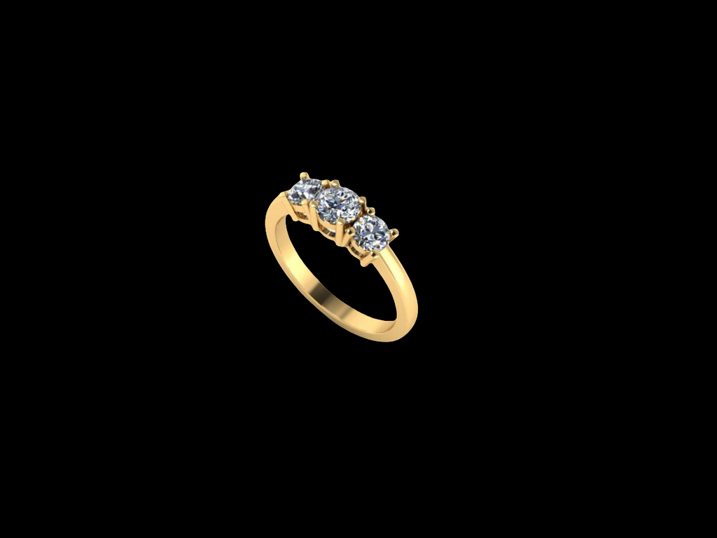 Three-Stone Diamond Ring in 14K Gold