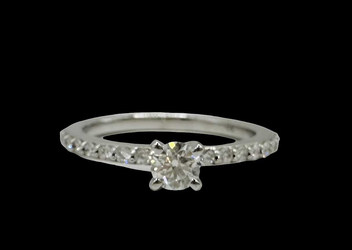 Solitaire Diamond Ring in 18K White Gold – 0.50 Carat Total