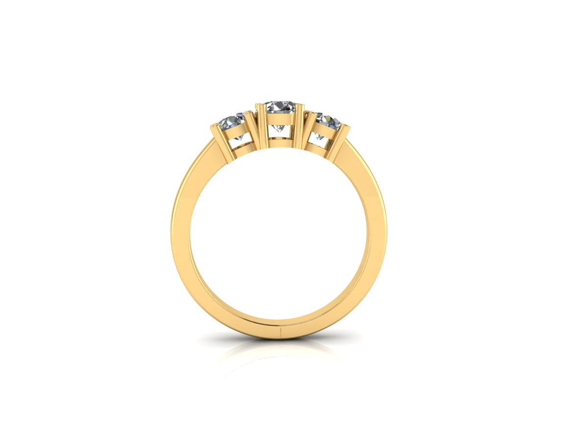 Three-Stone Diamond Ring in 14K Gold