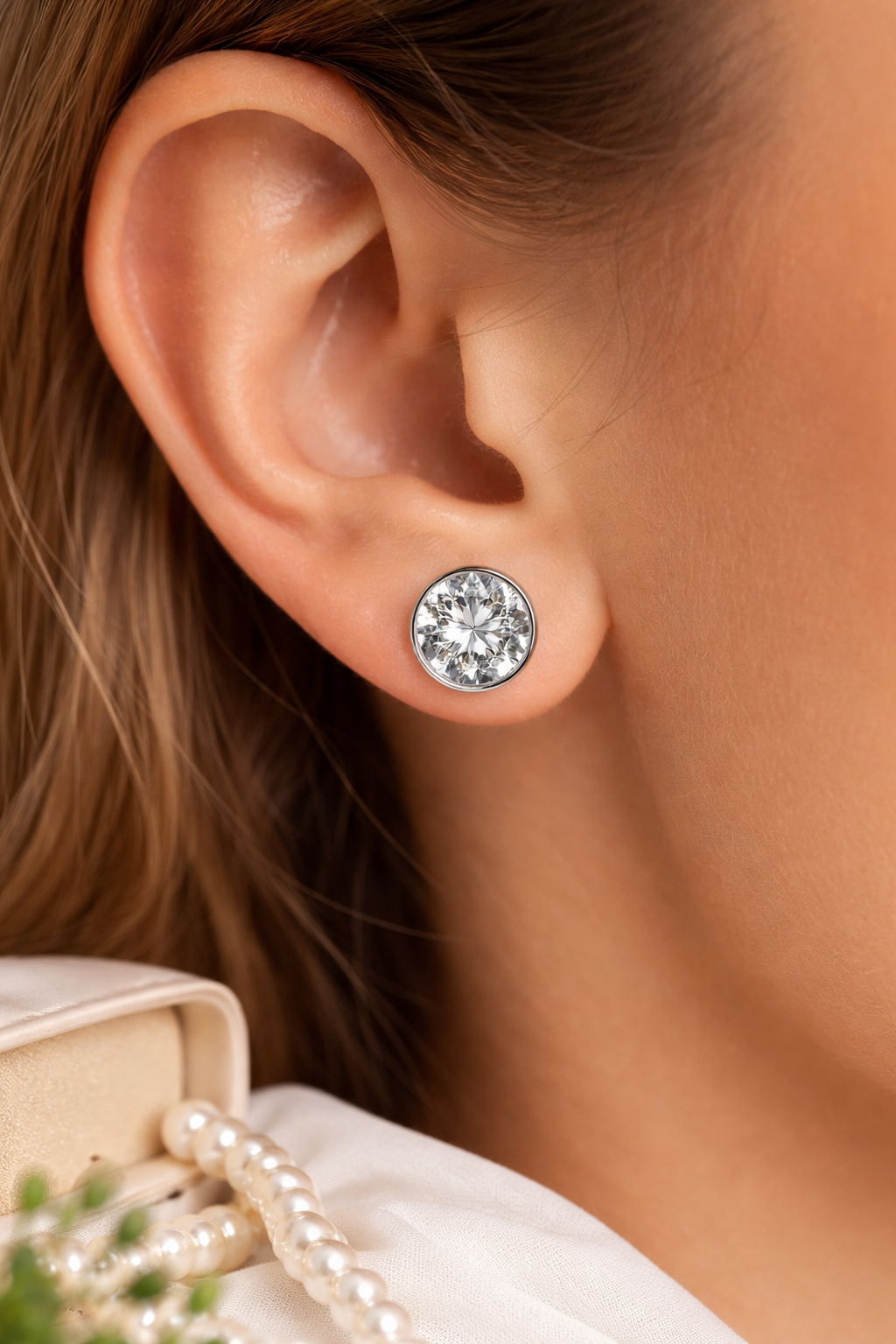 1.00 Carat Lab-Grown Diamond Bezel Stud Earrings – Sterling Silver