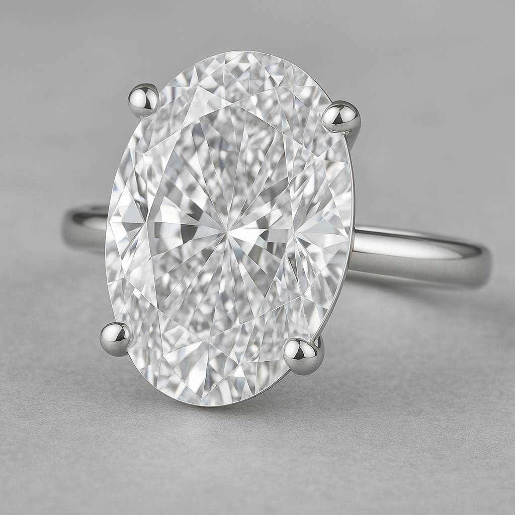 5.00 Carat Oval Lab-Grown Diamond Solitaire Ring: