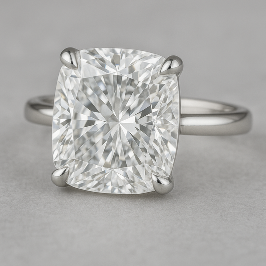 5.00 Carat Cushion-Cut Lab-Grown Diamond Solitaire Ring
