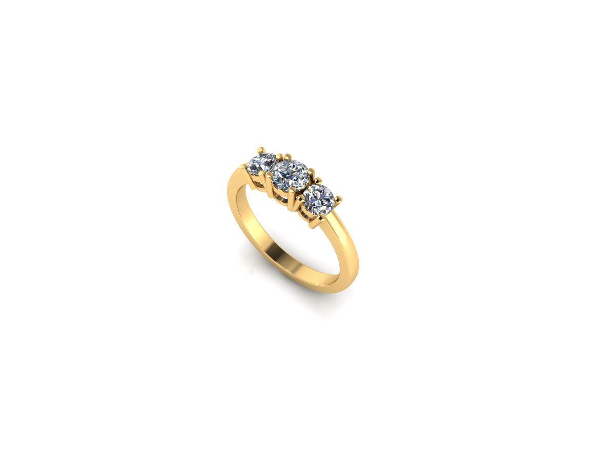 Three-Stone Diamond Ring in 14K Gold